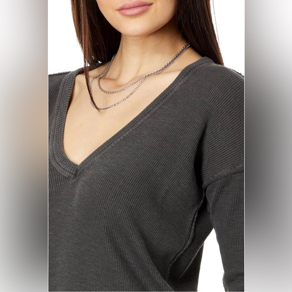 We The Free Womens Sail Away Long Sleeve Solid Top, Dark Gray, NWT - Picture 2 of 11